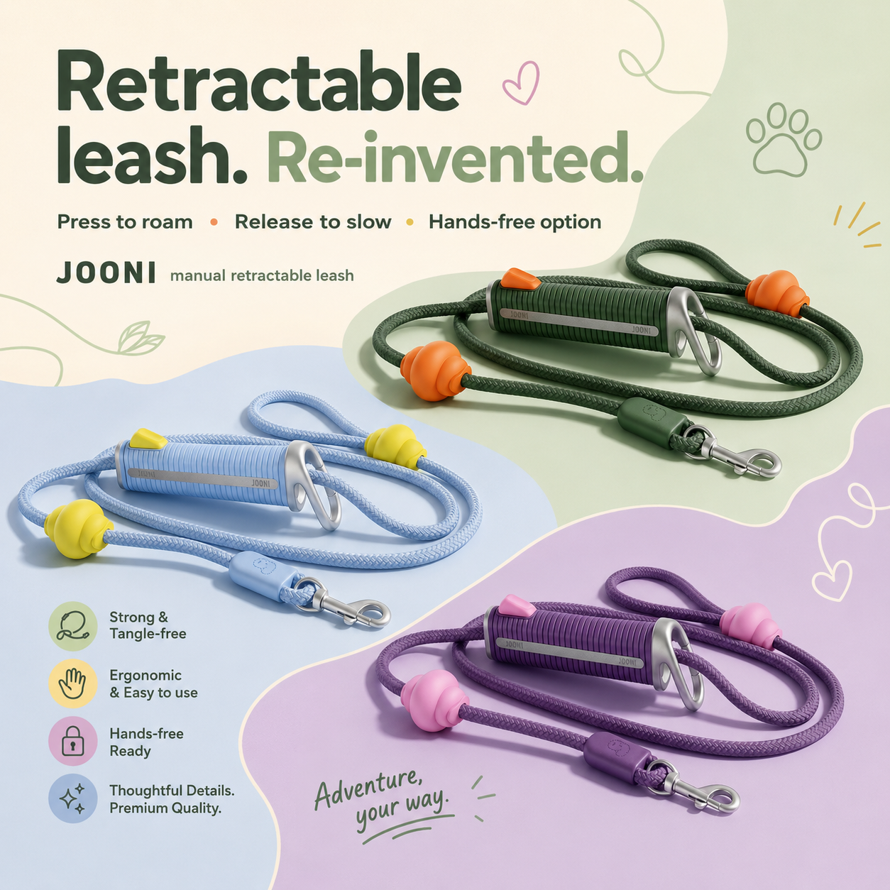 JOONI Manual Retractable Leash